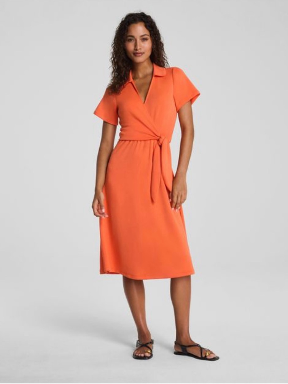 NEW SPANX AirEssentials® Collared Tie-Waist Midi Dress Size Small New